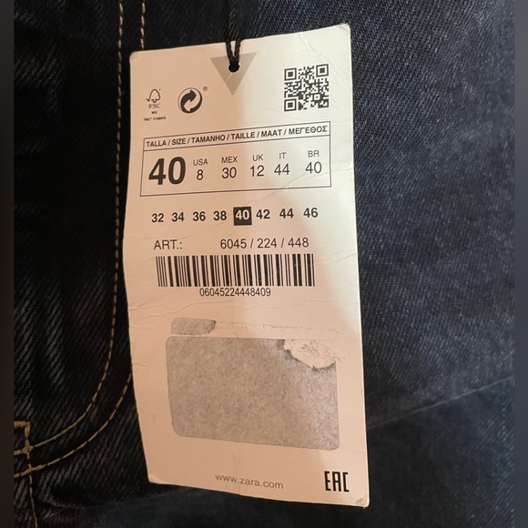NWT Zara High Rise Full Length Jeans - Dark Wash - Picture 5 of 5